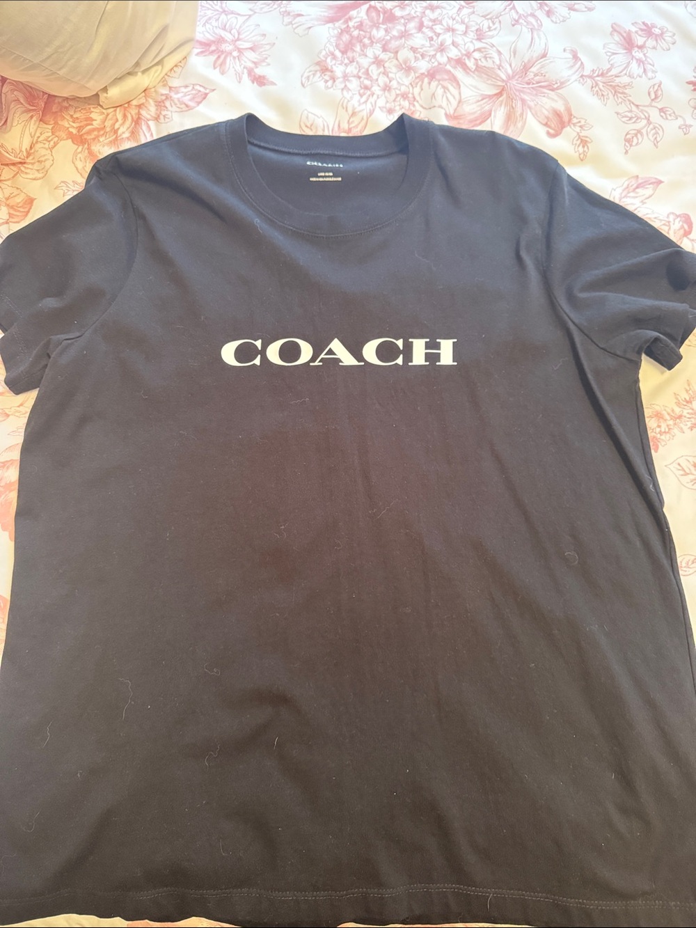 Coach Black Short-Sleeve Crewneck T-Shirt with White Logo